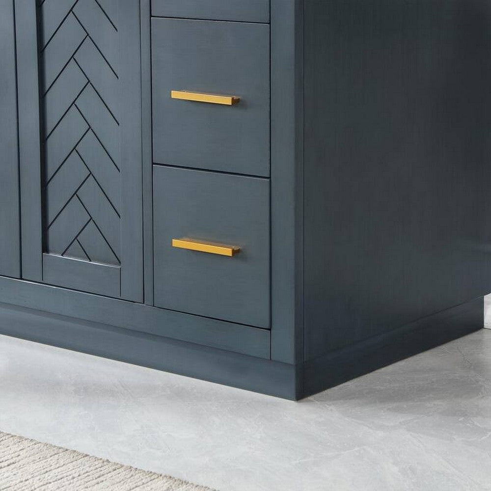 84 Inch Freestanding Double Bathroom Vanity Set with Grain White Composite Stone Countertop