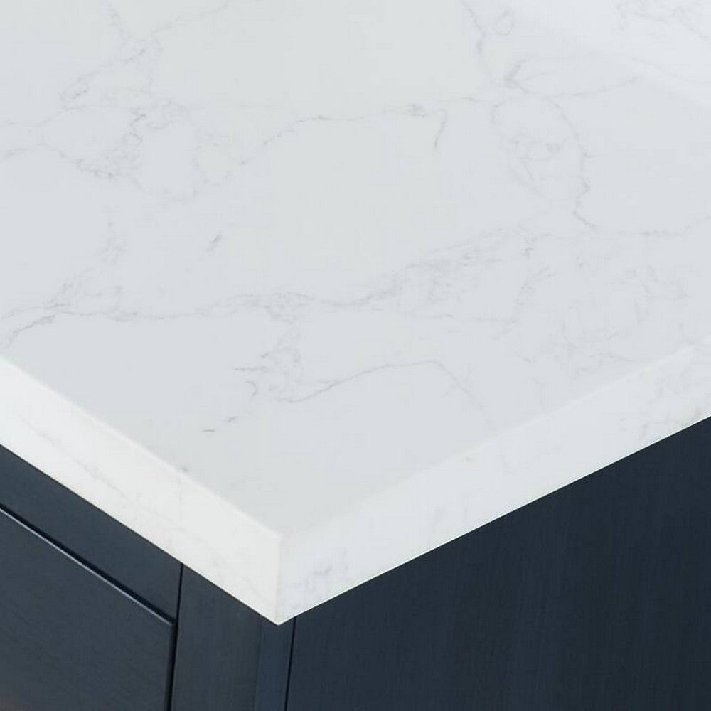 84 Inch Freestanding Double Bathroom Vanity Set with Grain White Composite Stone Countertop