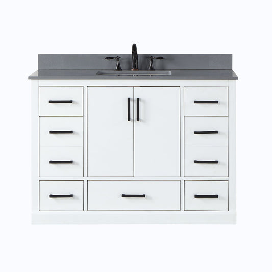 Monna 48" Single Bathroom Vanity Set with Aosta White Composite Stone Countertop