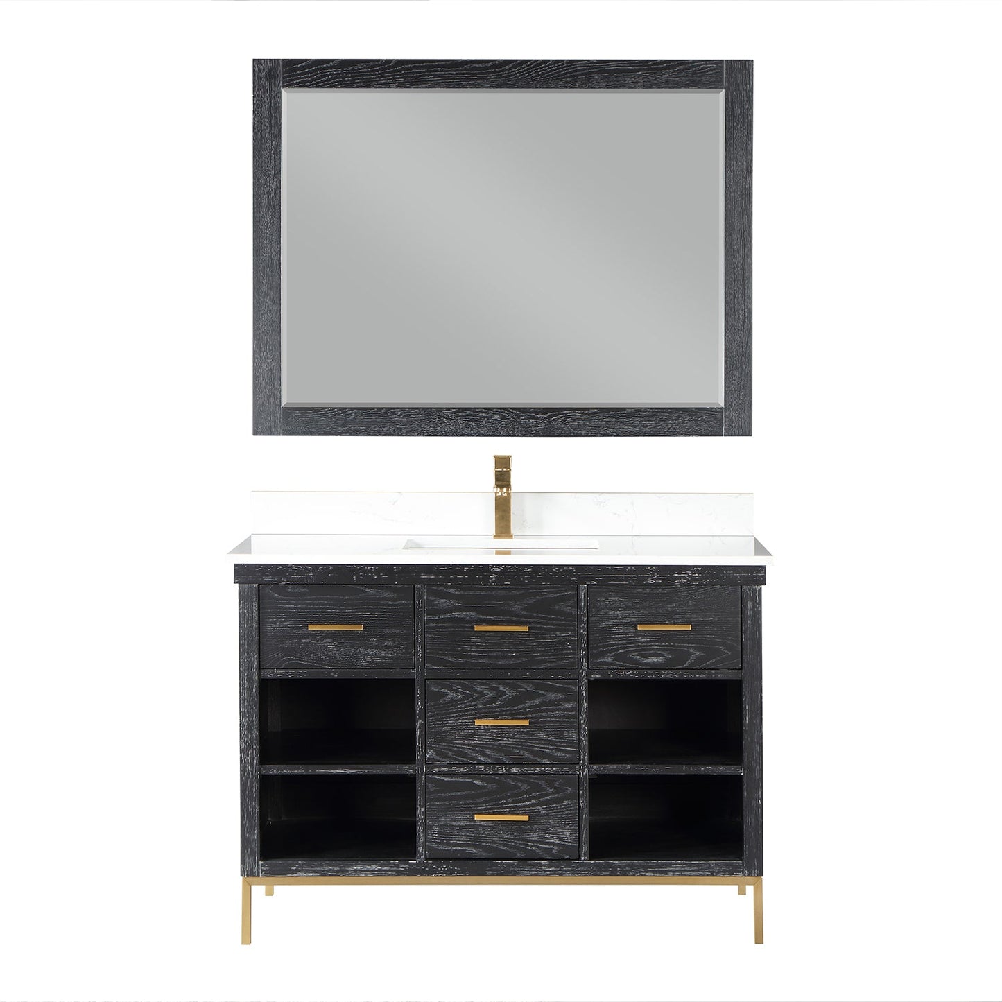 Kesia 48" Single Bathroom Vanity Set with Aosta White Composite Stone Countertop