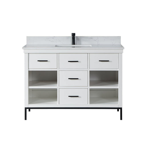 Kesia 48" Single Bathroom Vanity Set with Aosta White Composite Stone Countertop