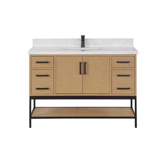 Wildy 48" Single Bathroom Vanity Set with Grain White Composite Stone Countertop