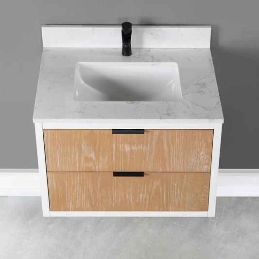 Dione Single Bathroom Vanity Set with Aosta White Stone Countertop