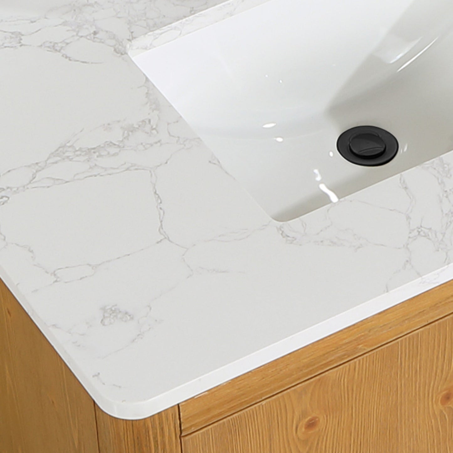 Perla 36" Single Bathroom Vanity with Grain White Composite Stone Countertop