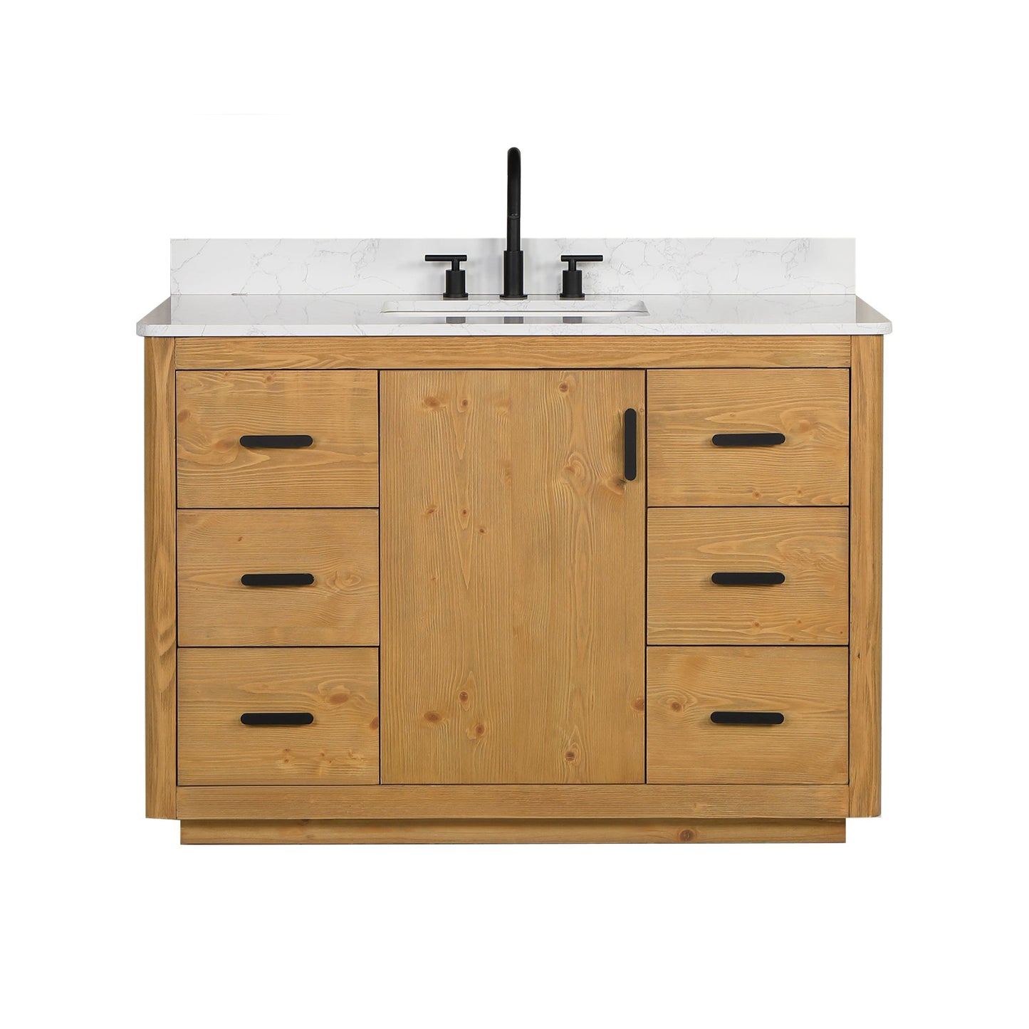 Perla 48" Single Bathroom Vanity with Grain White Composite Stone Countertop