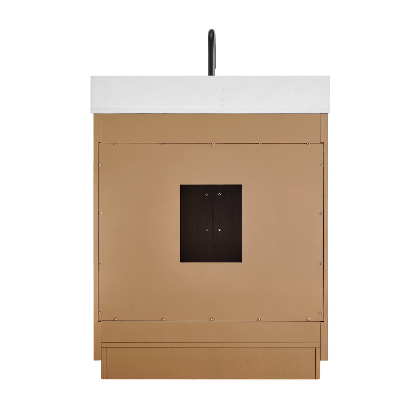 Gavino 30" Single Bathroom Vanity in Light Brown with Grain White Engineered Stone Countertop