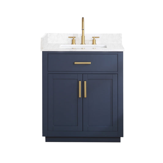 Gavino 30" Single Bathroom Vanity with Grain White Composite Stone Countertop