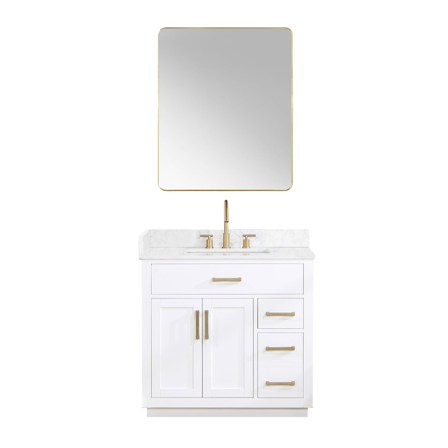 Gavino 36" Single Bathroom Vanity with Grain White Composite Stone Countertop