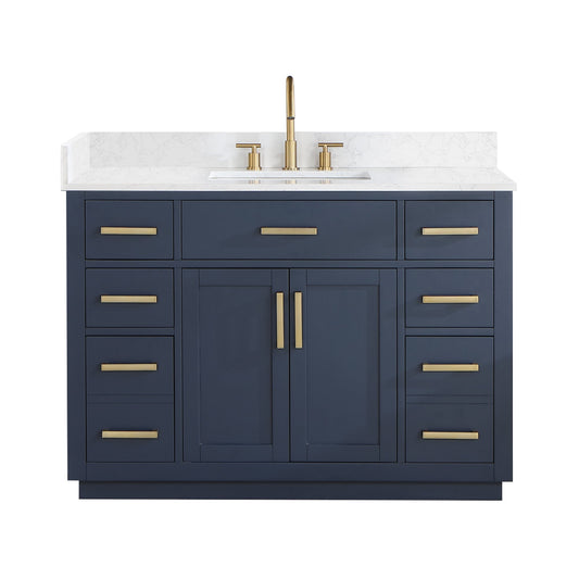 Gavino 48" Single Bathroom Vanity with Grain White Composite Stone Countertop