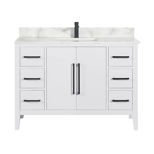 Laurel 48" Single Bathroom Vanity with Calacatta White Quartz Countertop