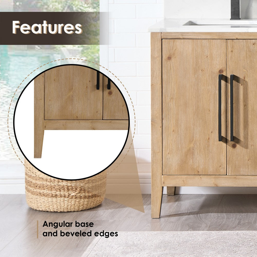 Laurel 72 Inch Double Sink Bathroom Vanity with Calacatta White Quartz Stone Countertop