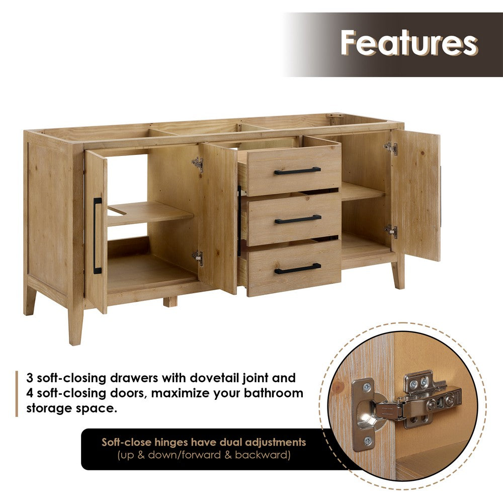 Laurel 72 Inch Double Sink Bathroom Vanity with Calacatta White Quartz Stone Countertop