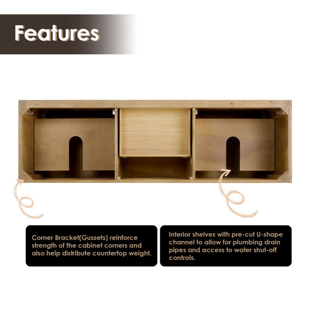 Laurel 72 Inch Double Sink Bathroom Vanity with Calacatta White Quartz Stone Countertop