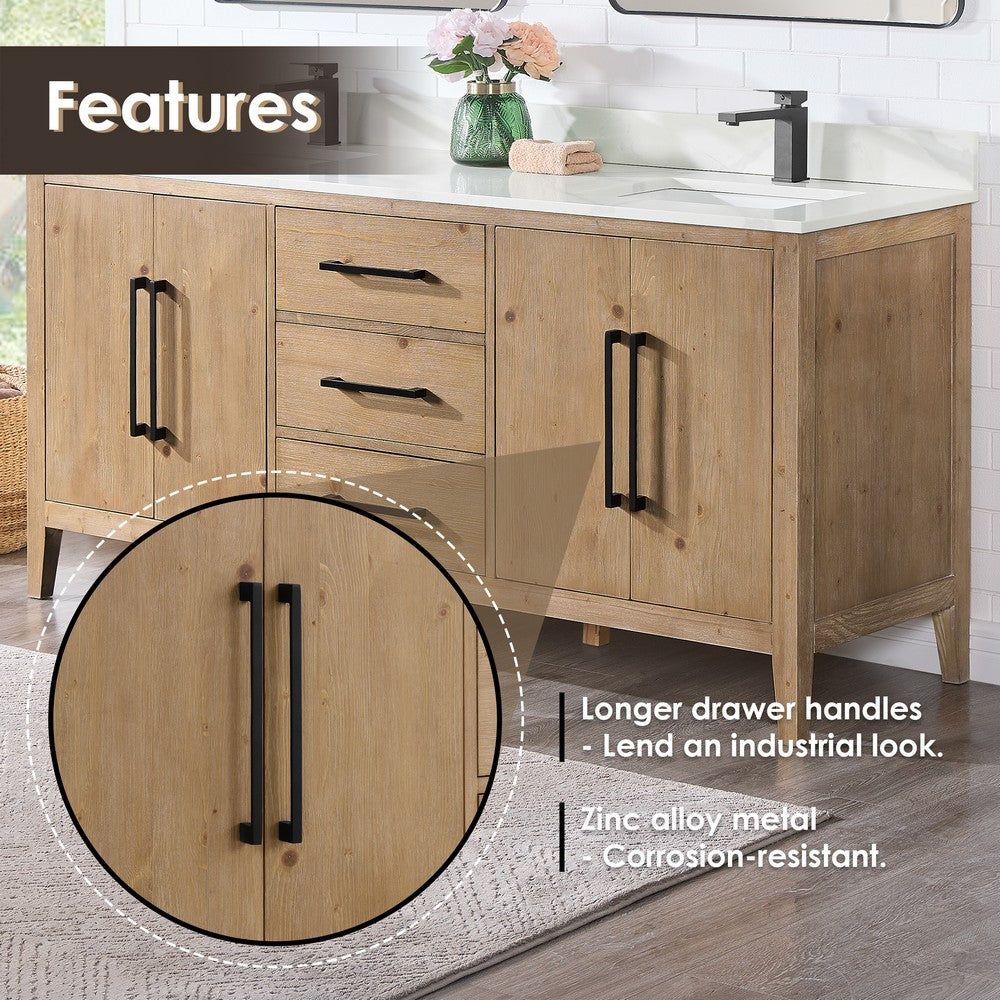 Laurel 72 Inch Double Sink Bathroom Vanity with Calacatta White Quartz Stone Countertop