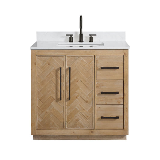 Bellavia 36" Single Bathroom Vanity in Weathered Fir with Engineered Stone Countertop