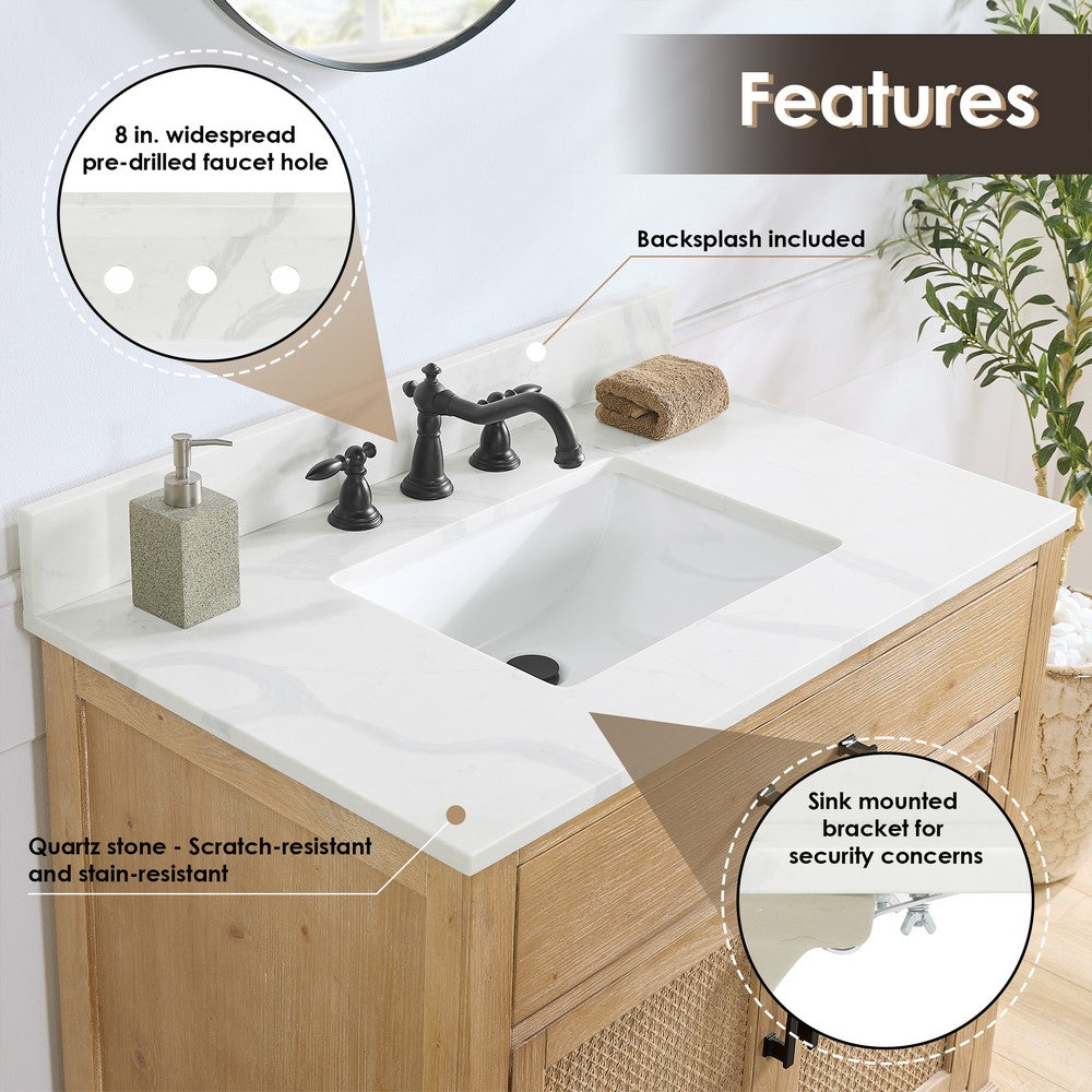560036-WF-CWQ-NM Solana 36 Inch Single Sink Bathroom Vanity
