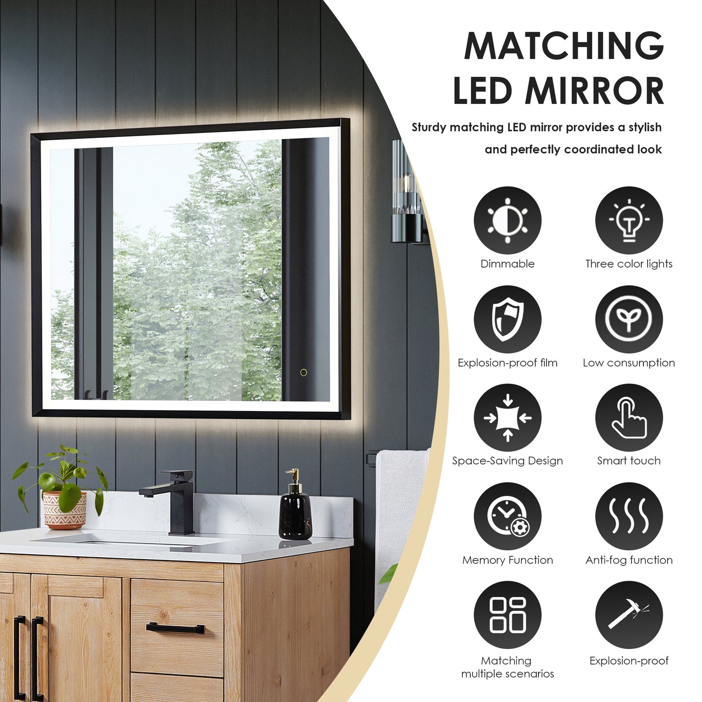 Cicero 36" Single Bathroom Vanity in Light Brown with Engineered Stone Countertop