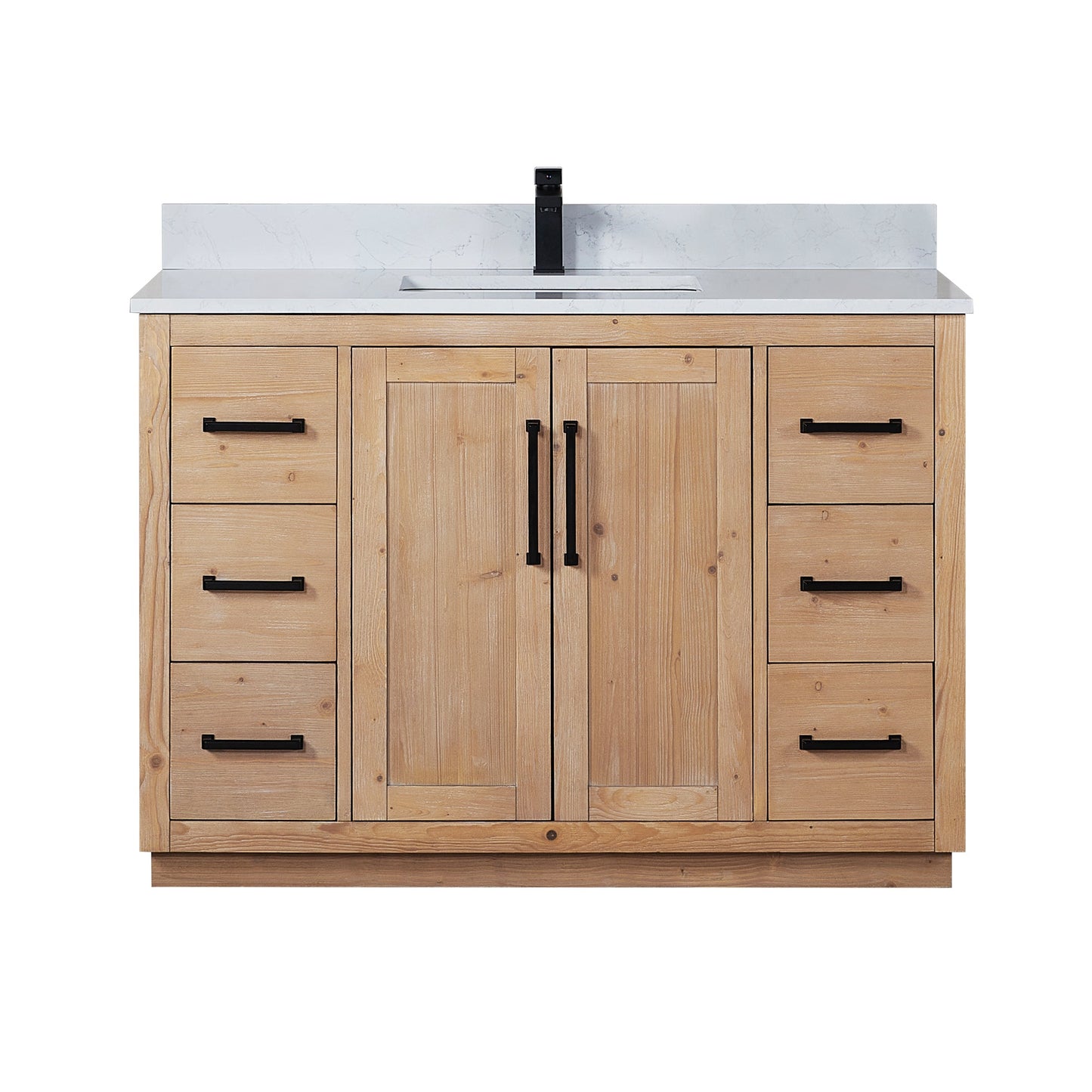 Cicero 48" Single Bathroom Vanity in Light Brown with Engineered Stone Countertop