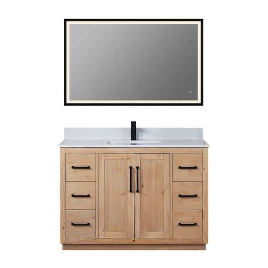 Cicero 48" Single Bathroom Vanity in Light Brown with Engineered Stone Countertop
