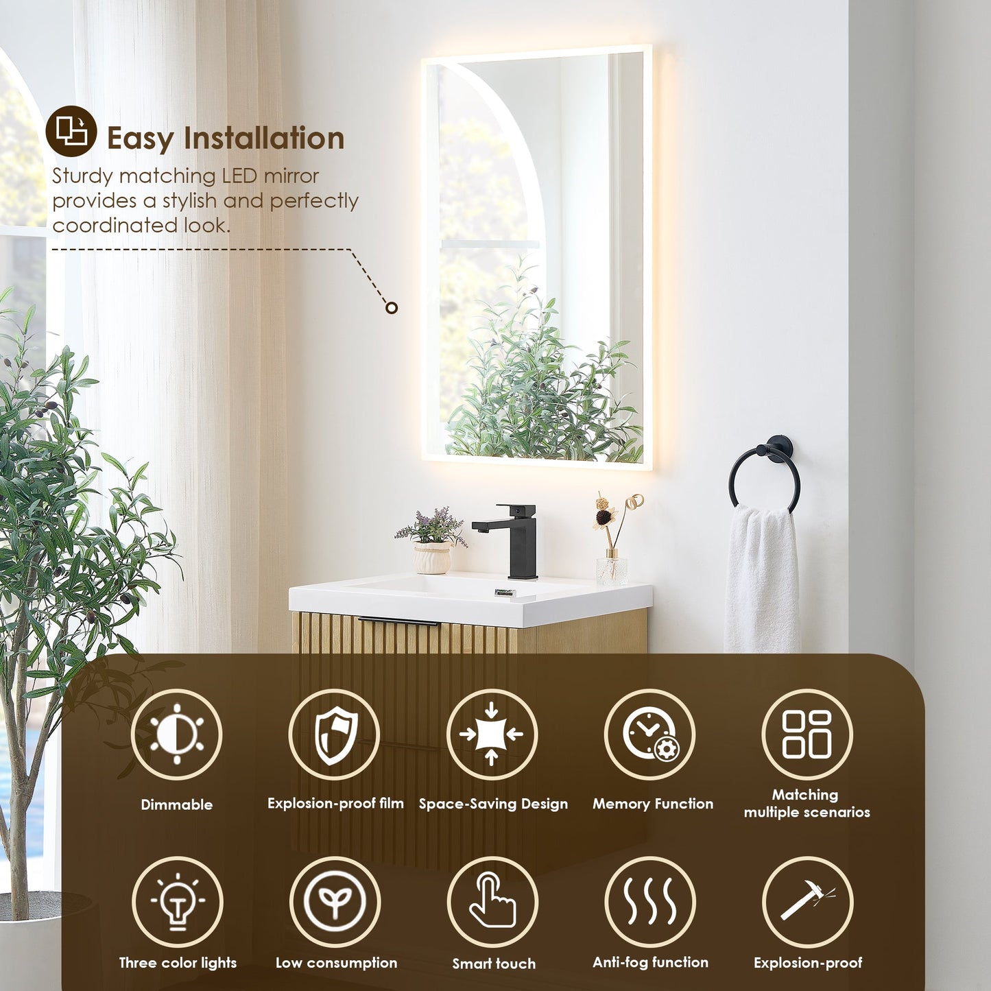 Livia 24" Wall-mounted Single Bathroom Vanity with White Artificial Drop-in Sink