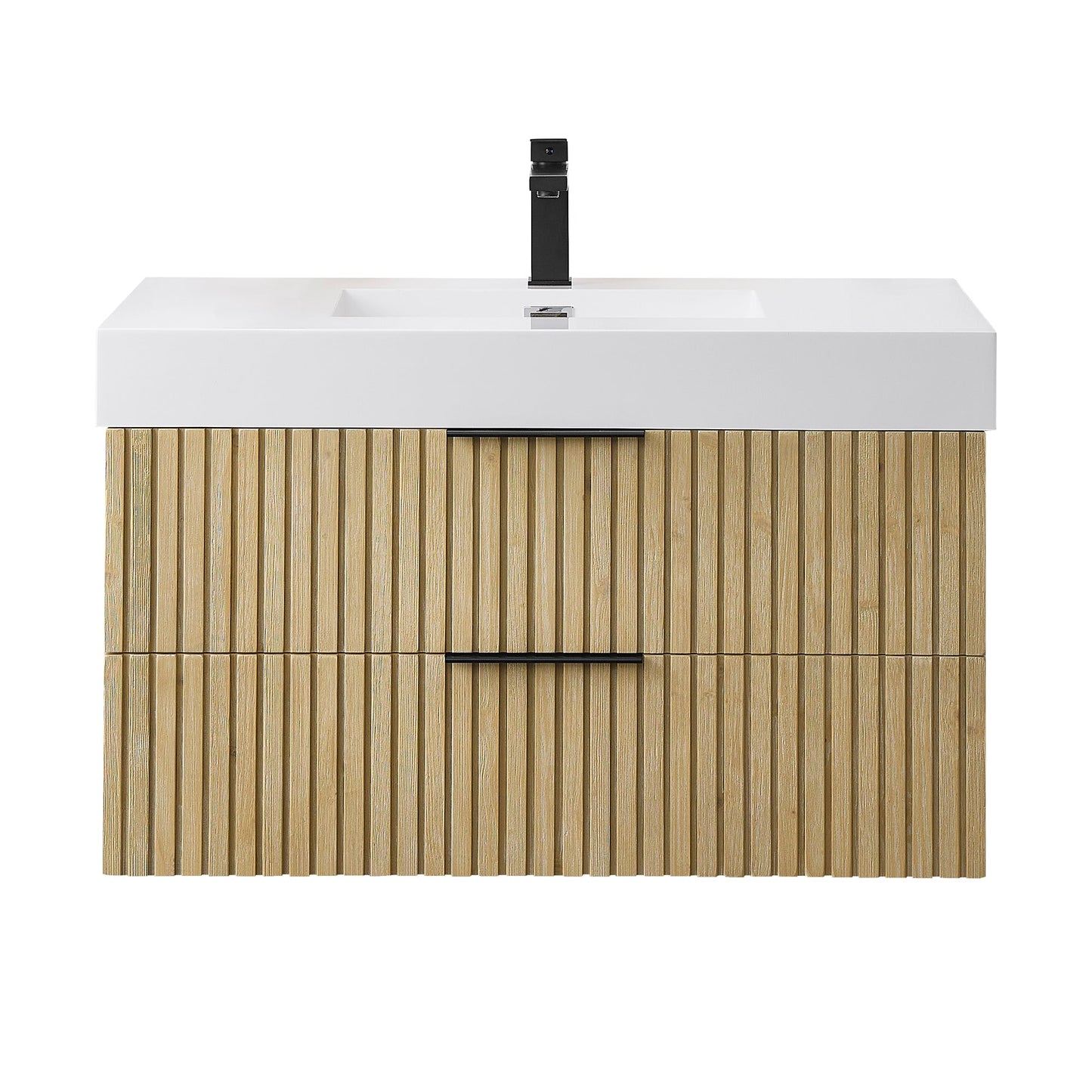 Livia 36" Wall-mounted Single Bathroom Vanity with White Artificial Drop-in Sink