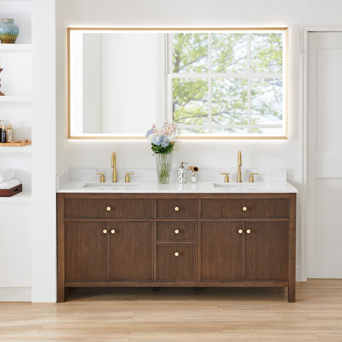 567072-BK-GW-NM Cerrito 72 Inch Freestanding Double Sink Bathroom Vanity