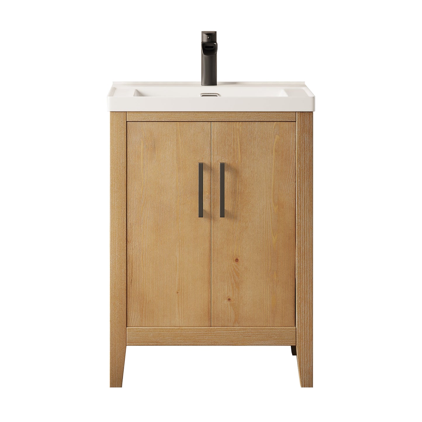 Solara 24" Single Bathroom Vanity in Weathered Fir with White Ceramic Intergated Sink