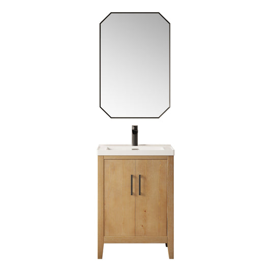 Solara 24" Single Bathroom Vanity in Weathered Fir with White Ceramic Intergated Sink