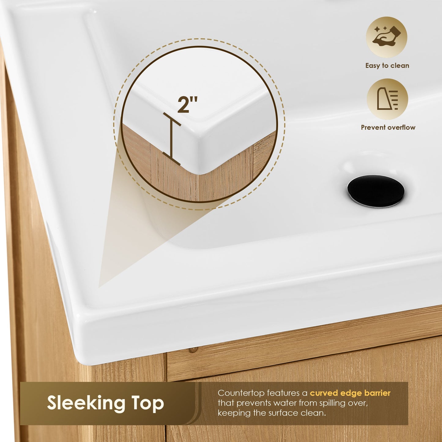 Solara 24" Single Bathroom Vanity in Weathered Fir with White Ceramic Intergated Sink
