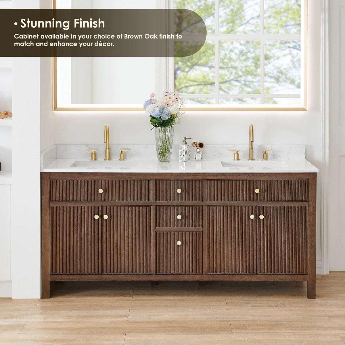 567072-BK-GW-NM Cerrito 72 Inch Freestanding Double Sink Bathroom Vanity