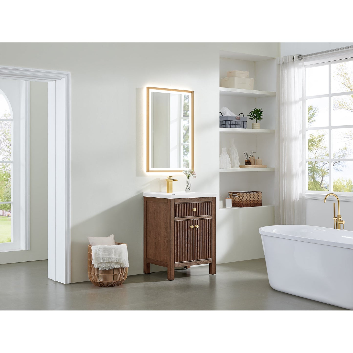 Cerrito 24" Single Bathroom Vanity with White Ceramic Integrated Sink