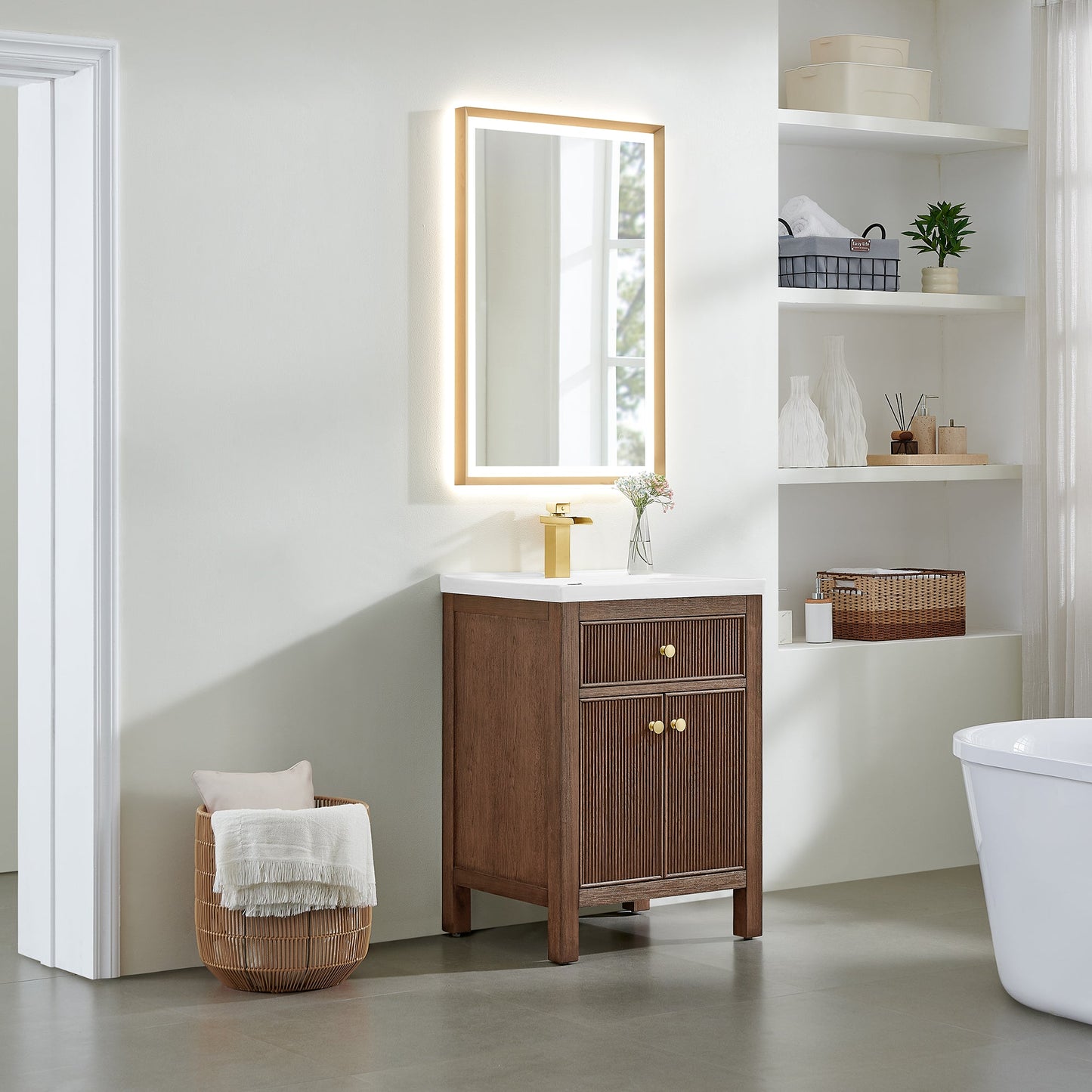 Cerrito 24" Single Bathroom Vanity with White Ceramic Integrated Sink