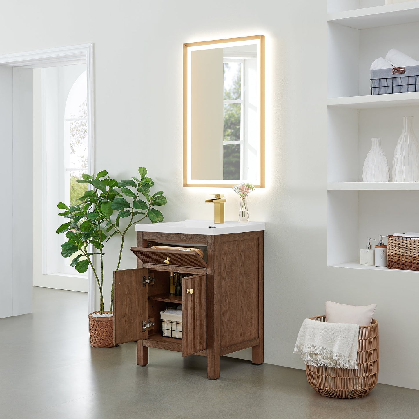 Cerrito 24" Single Bathroom Vanity with White Ceramic Integrated Sink