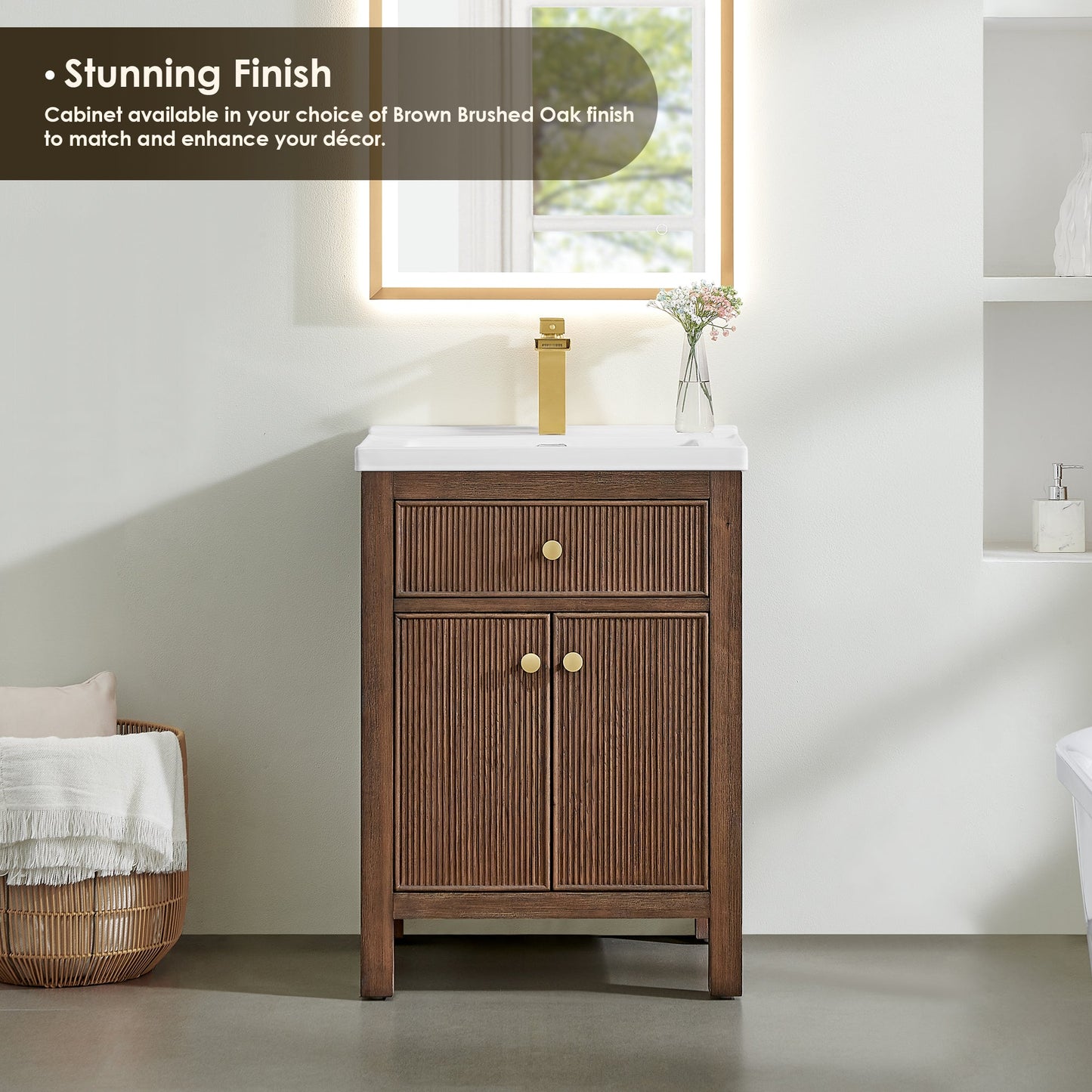 Cerrito 24" Single Bathroom Vanity with White Ceramic Integrated Sink