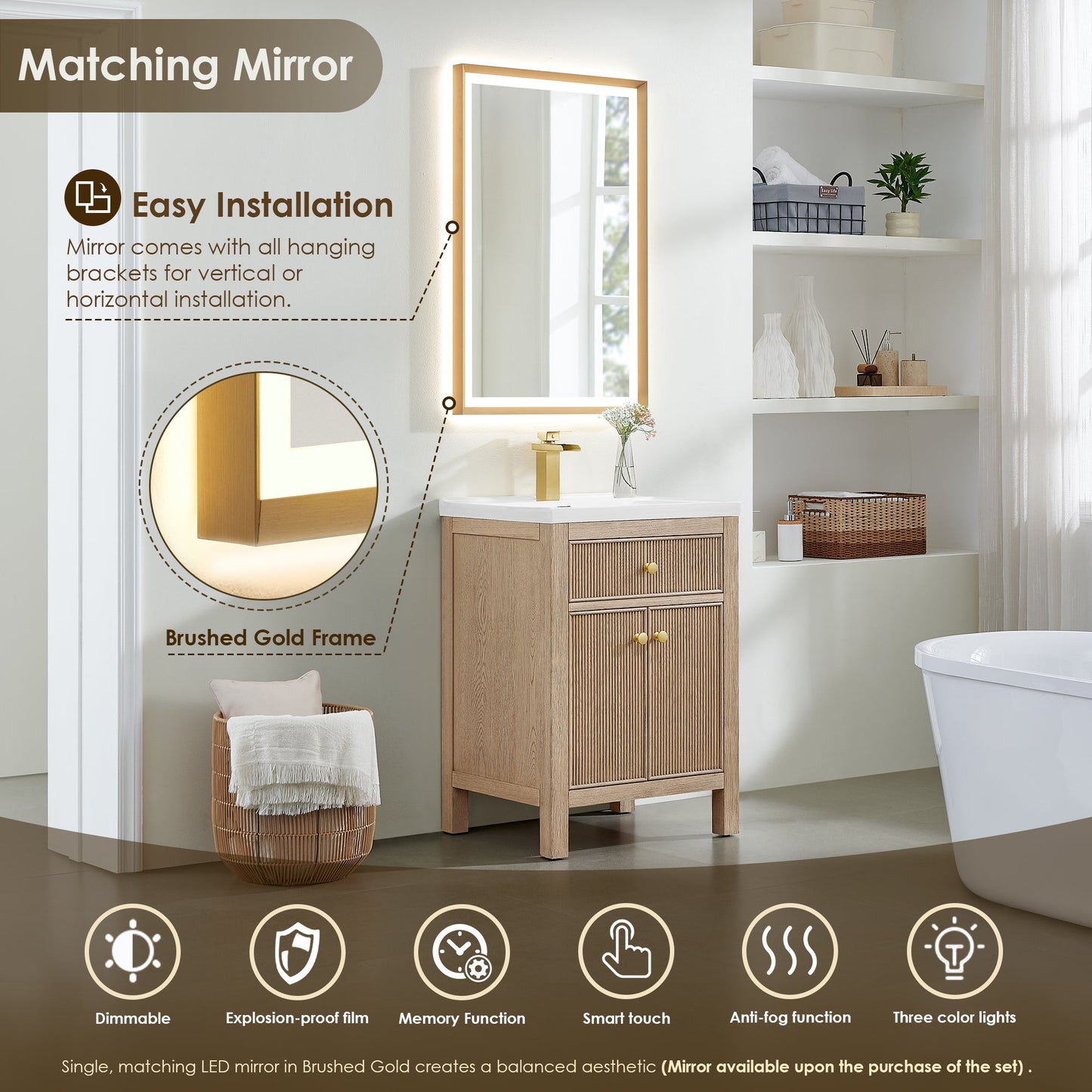 Cerrito 24" Single Bathroom Vanity with White Ceramic Integrated Sink