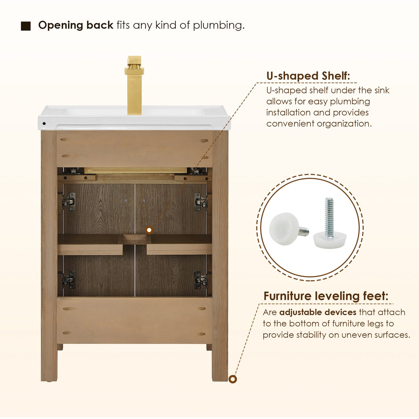 Cerrito 24" Single Bathroom Vanity with White Ceramic Integrated Sink