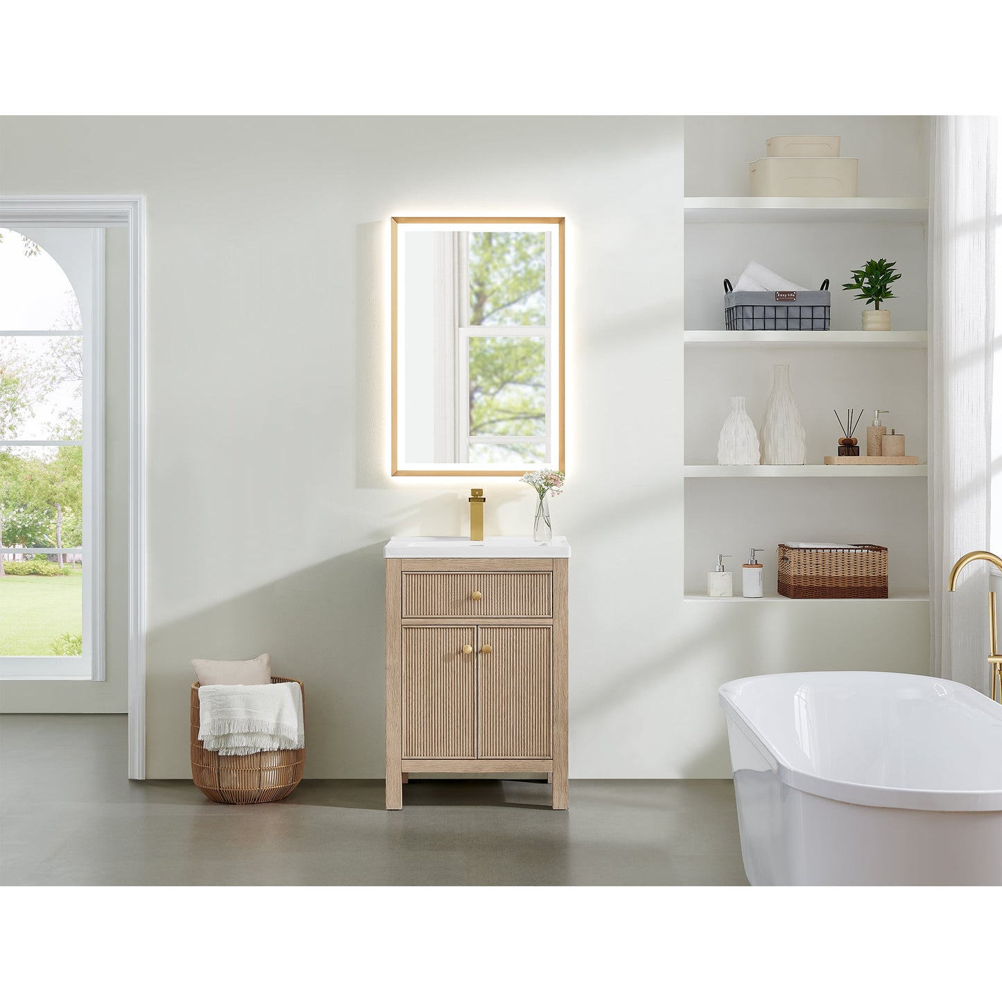 Cerrito 24" Single Bathroom Vanity with White Ceramic Integrated Sink