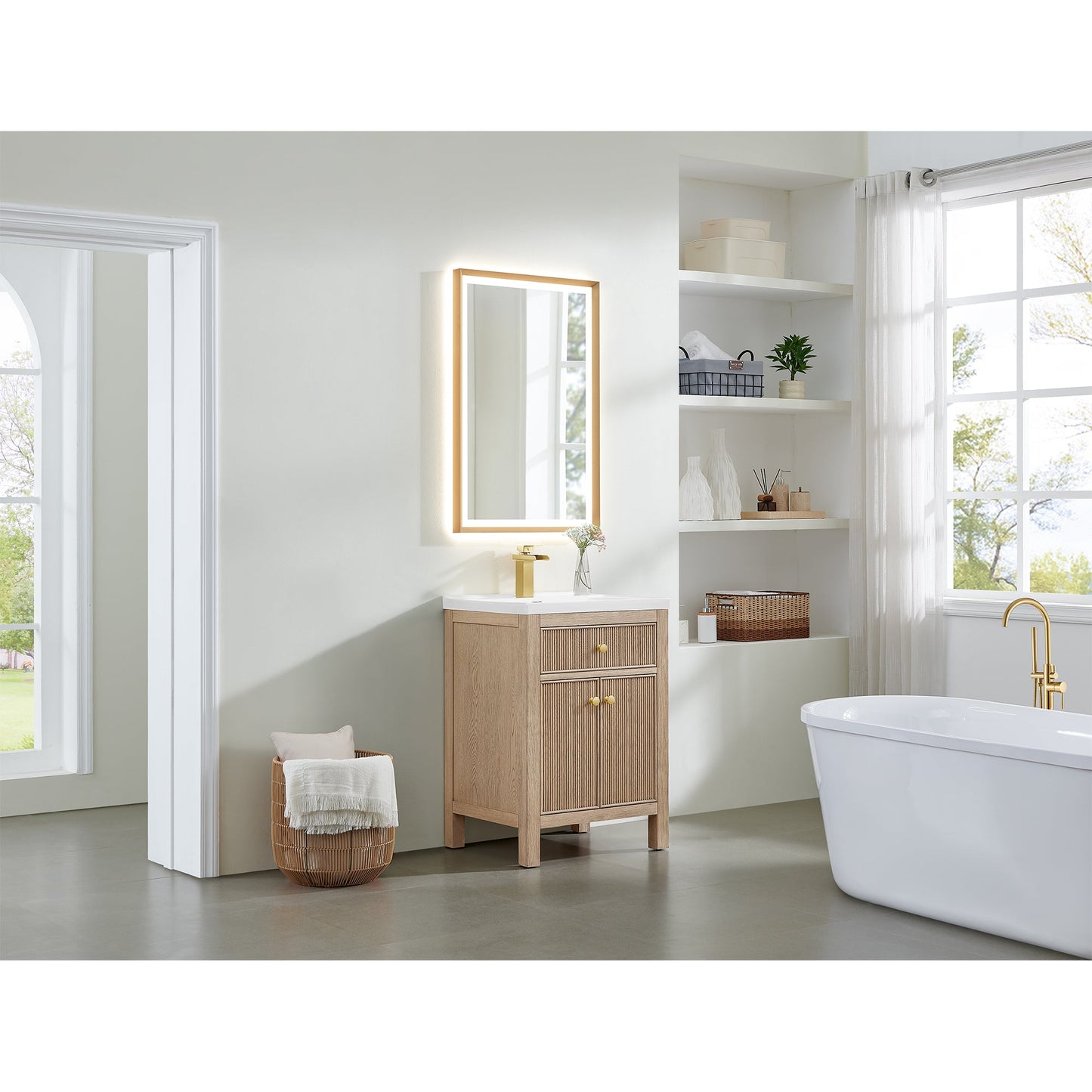 Cerrito 24" Single Bathroom Vanity with White Ceramic Integrated Sink