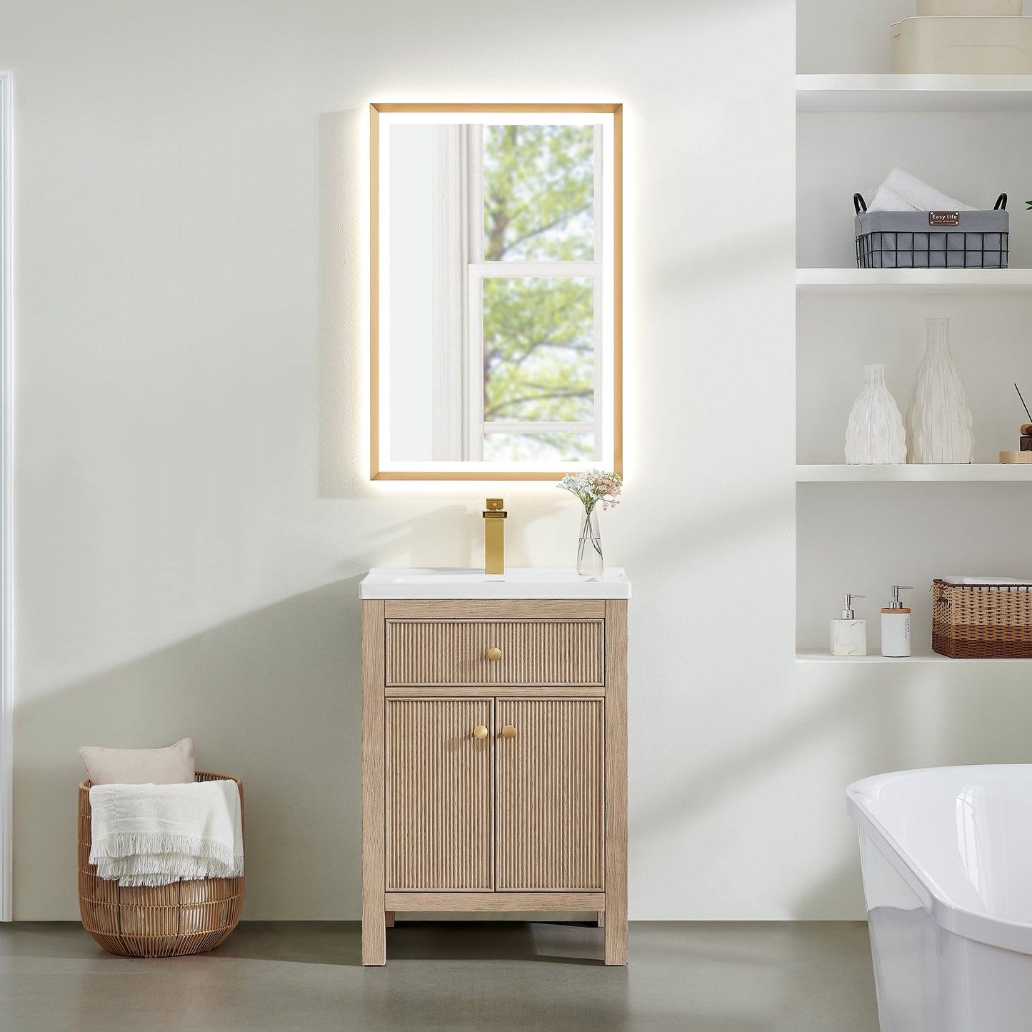 Cerrito 24" Single Bathroom Vanity with White Ceramic Integrated Sink