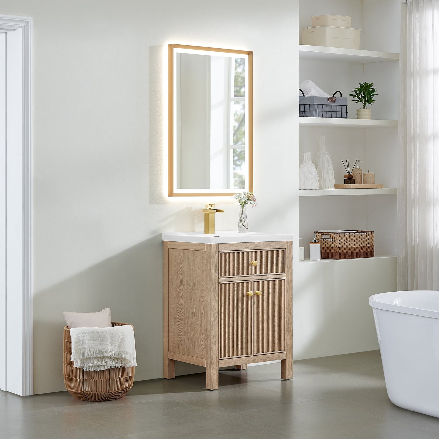 Cerrito 24" Single Bathroom Vanity with White Ceramic Integrated Sink
