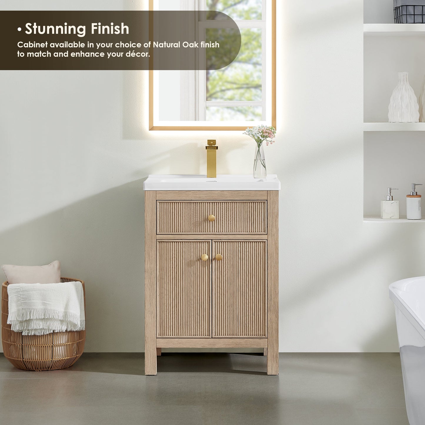 Cerrito 24" Single Bathroom Vanity with White Ceramic Integrated Sink
