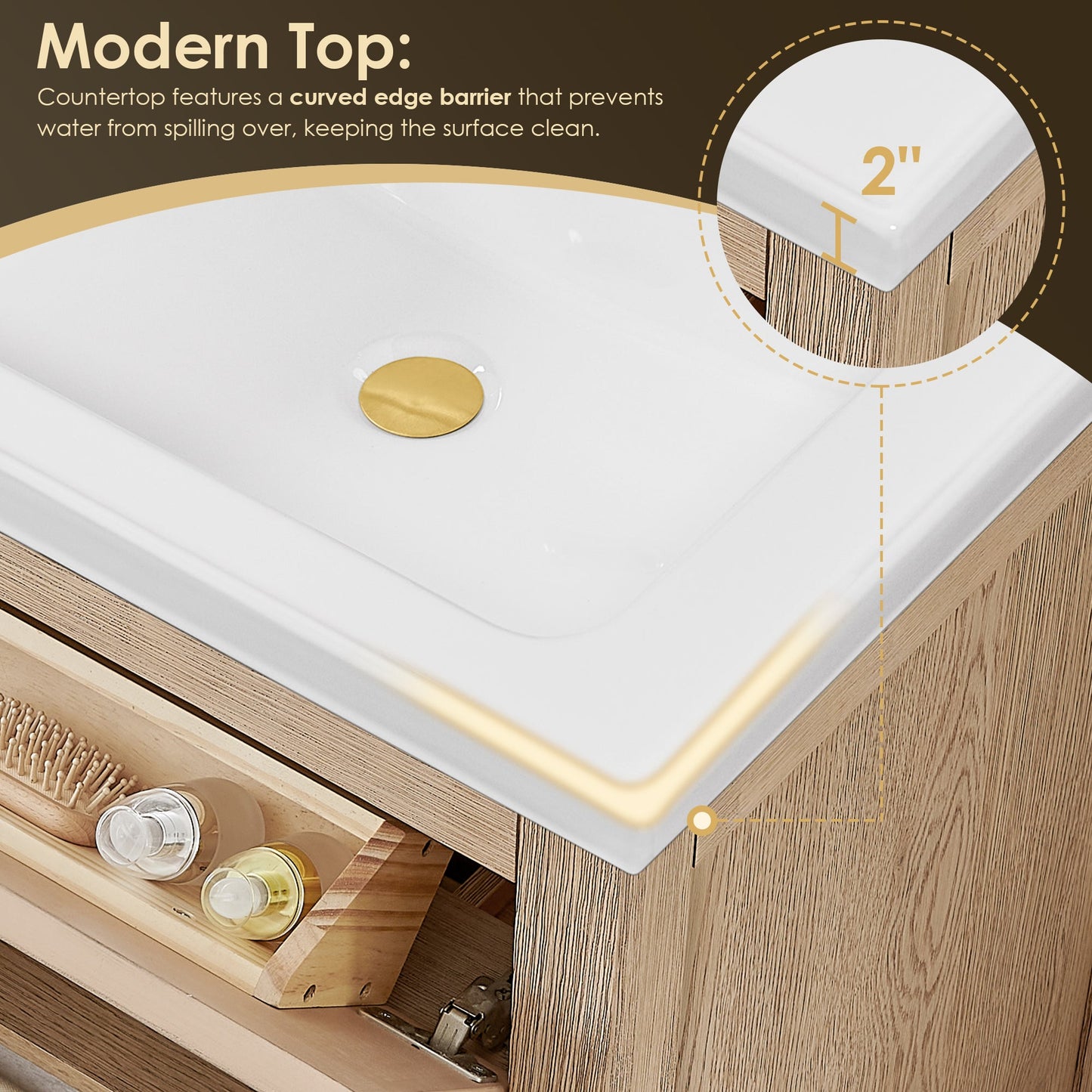 Cerrito 24" Single Bathroom Vanity with White Ceramic Integrated Sink