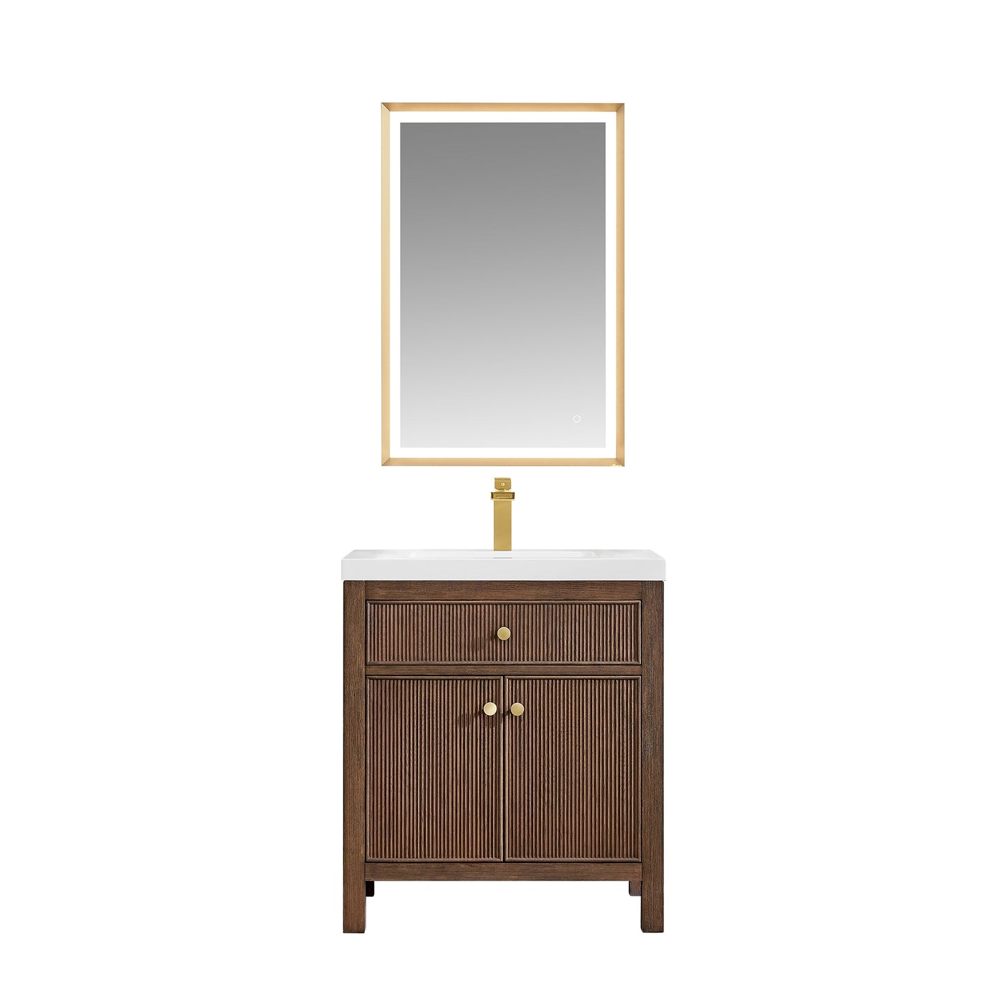Cerrito 30" Single Bathroom Vanity with White Engineered Stone Integrated Sink