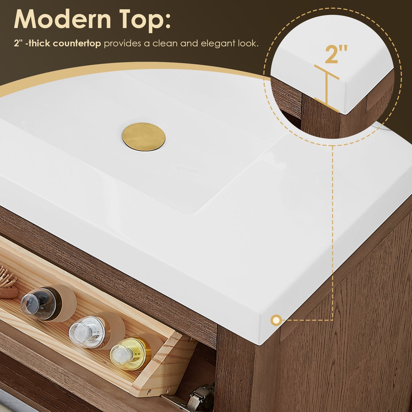 Cerrito 30" Single Bathroom Vanity with White Engineered Stone Integrated Sink