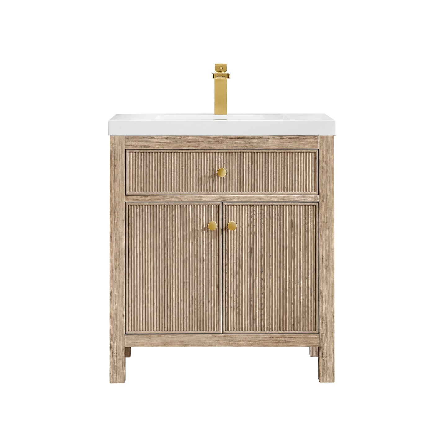 Cerrito 30" Single Bathroom Vanity with White Engineered Stone Integrated Sink