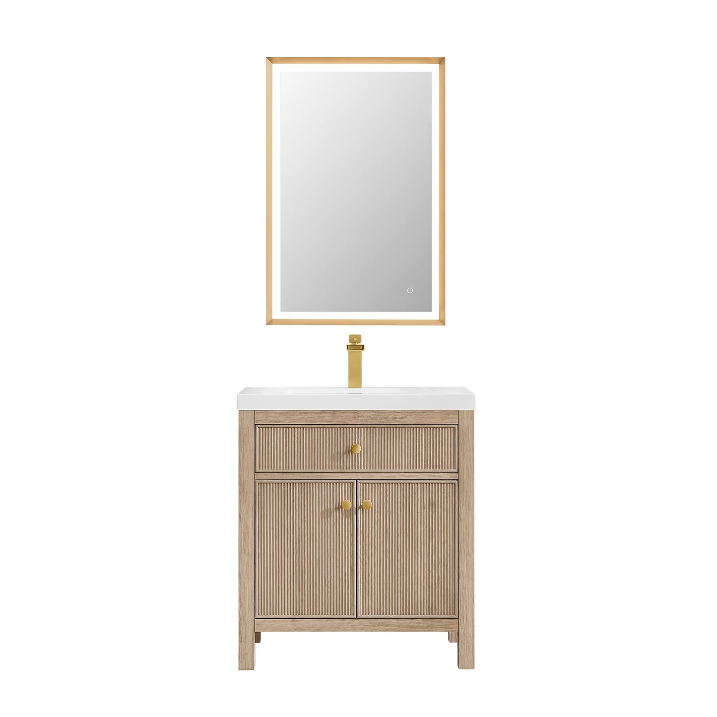 Cerrito 30" Single Bathroom Vanity with White Engineered Stone Integrated Sink