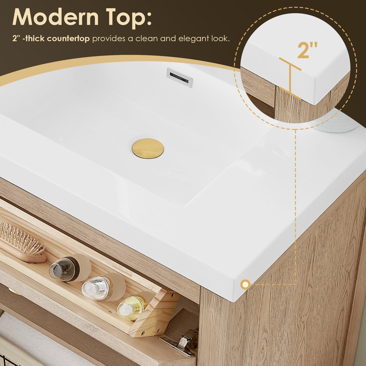Cerrito 30" Single Bathroom Vanity with White Engineered Stone Integrated Sink