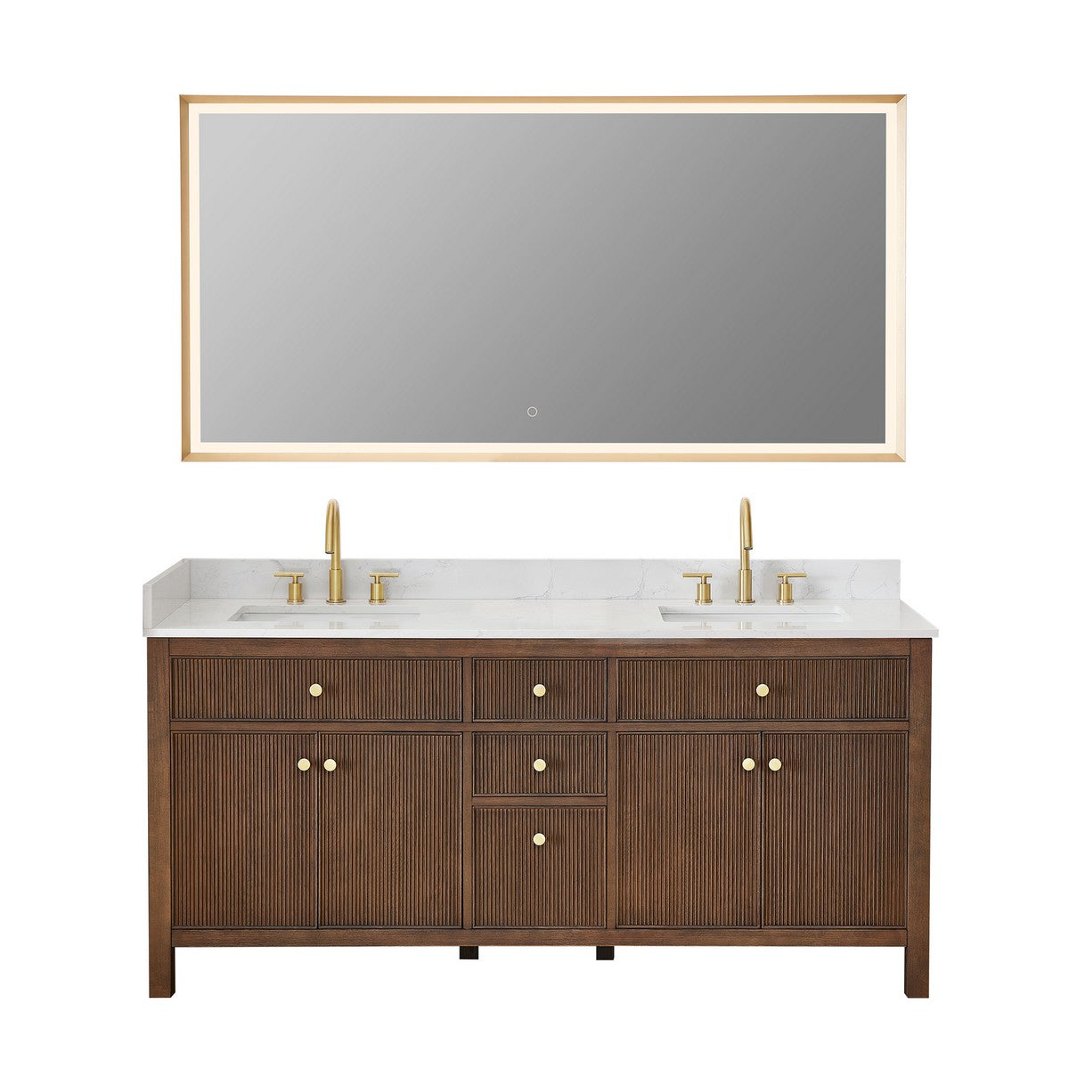567072-BK-GW-NM Cerrito 72 Inch Freestanding Double Sink Bathroom Vanity