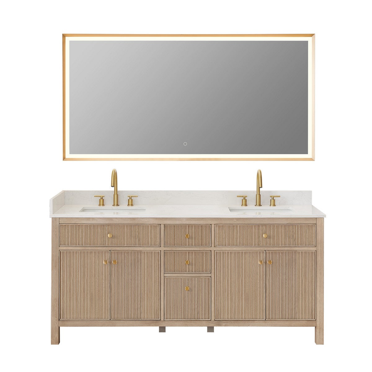 567072-BK-GW-NM Cerrito 72 Inch Freestanding Double Sink Bathroom Vanity