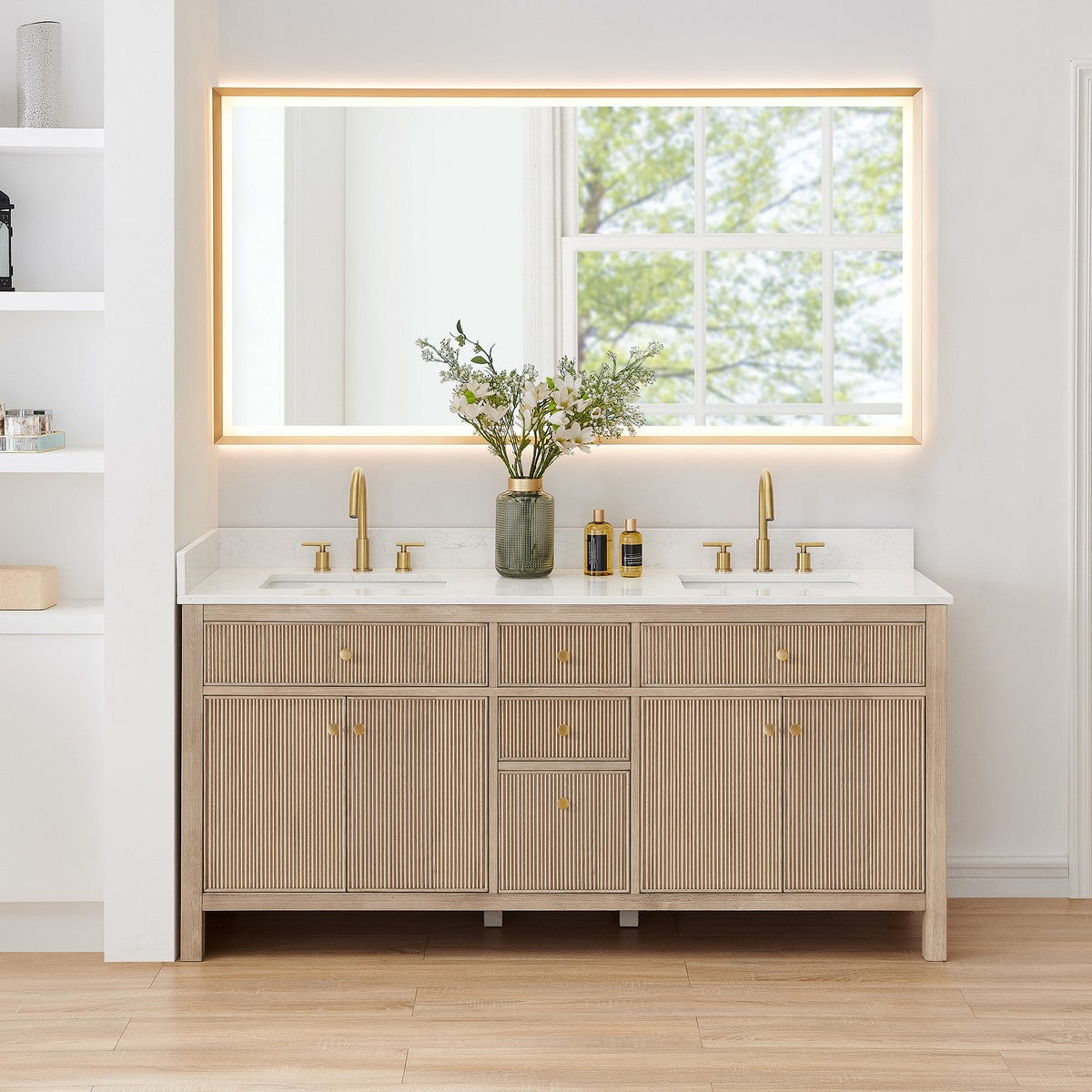 567072-BK-GW-NM Cerrito 72 Inch Freestanding Double Sink Bathroom Vanity